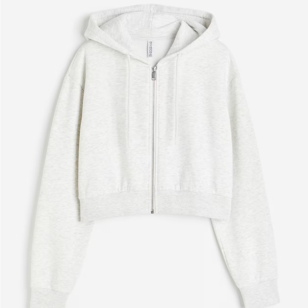 H&M Light Gray Cropped Hoodie
